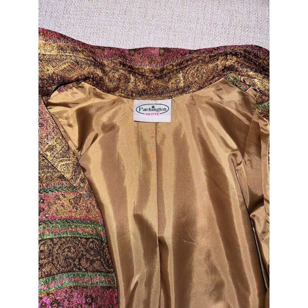 Patchington Blazer & Top Women's Gold Metalic Brown Size S/M 2 Pieces Made USA - Picture 8 of 9